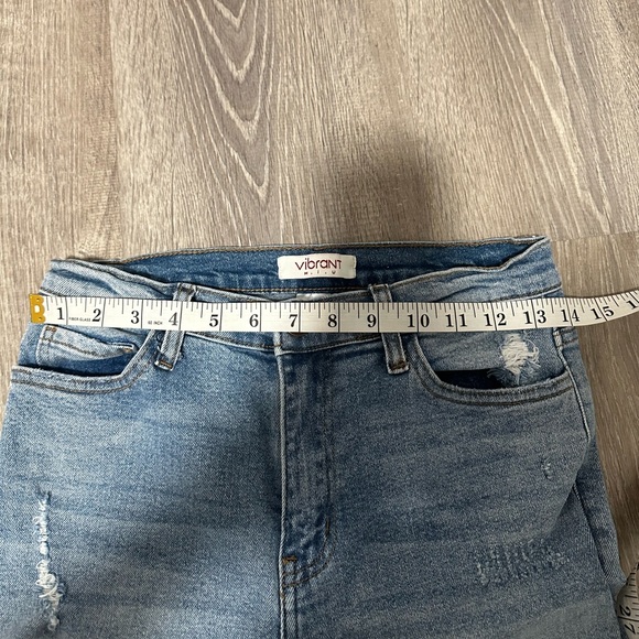 Vibrant MIU Women’s Juniors Jeans Distressed Straight Size 5  Mid Rise - Picture 5 of 5